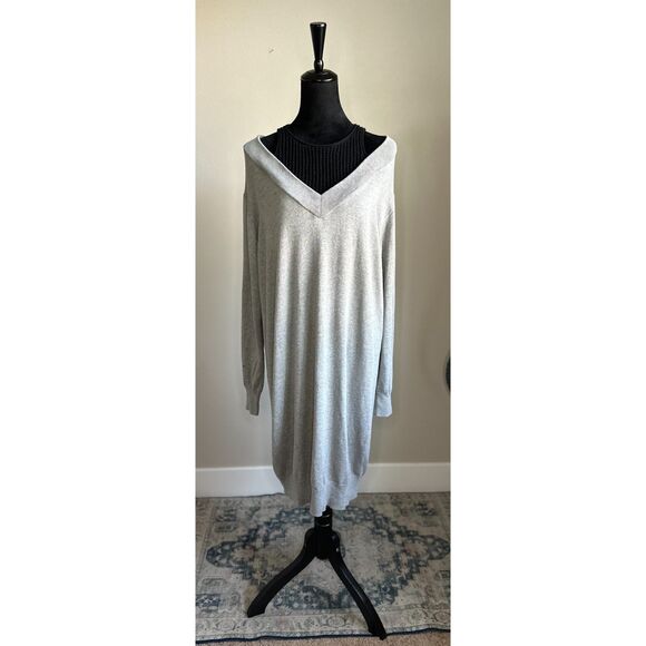 T by Alexander Wang Women's Cut Inner Tank Combo Grey Sweater Dress Size XL - Picture 1 of 8